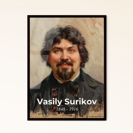 Vasily Surikov Inspired Artistic Print: Dynamic Historical Portrait on Beige Wall Art