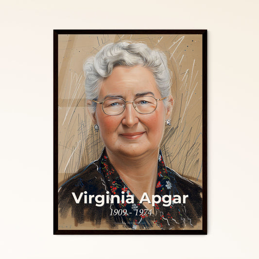 Virginia Apgar: Celebrating a Pioneer in Neonatal Care - Unique Contemporary Art Portrait with Dynamic Lines and Texture.