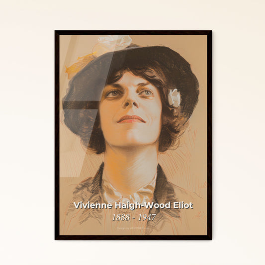 Vivienne Haigh-Wood Eliot: Captivating Portrait of Literary Icon – Unique Contemporary Art Print on Elegant Beige Background