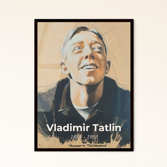 Vladimir Tatlin's Constructivist Elegance: Captivating Portrait Artwork with Dynamic Lines on Beige Canvas – Versatile Home Decor!