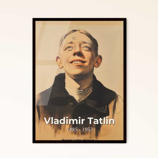 Vladimir Tatlin: Icon of Constructivism - Elegant Contemporary Portrait Print on Beige, Framed Options for Stunning Home Decor