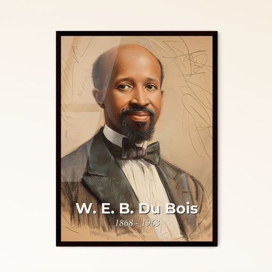 Radiant Legacy: W. E. B. Du Bois Portrait - Iconic Educator & NAACP Co-Founder - Vibrant Contemporary Art on Beige