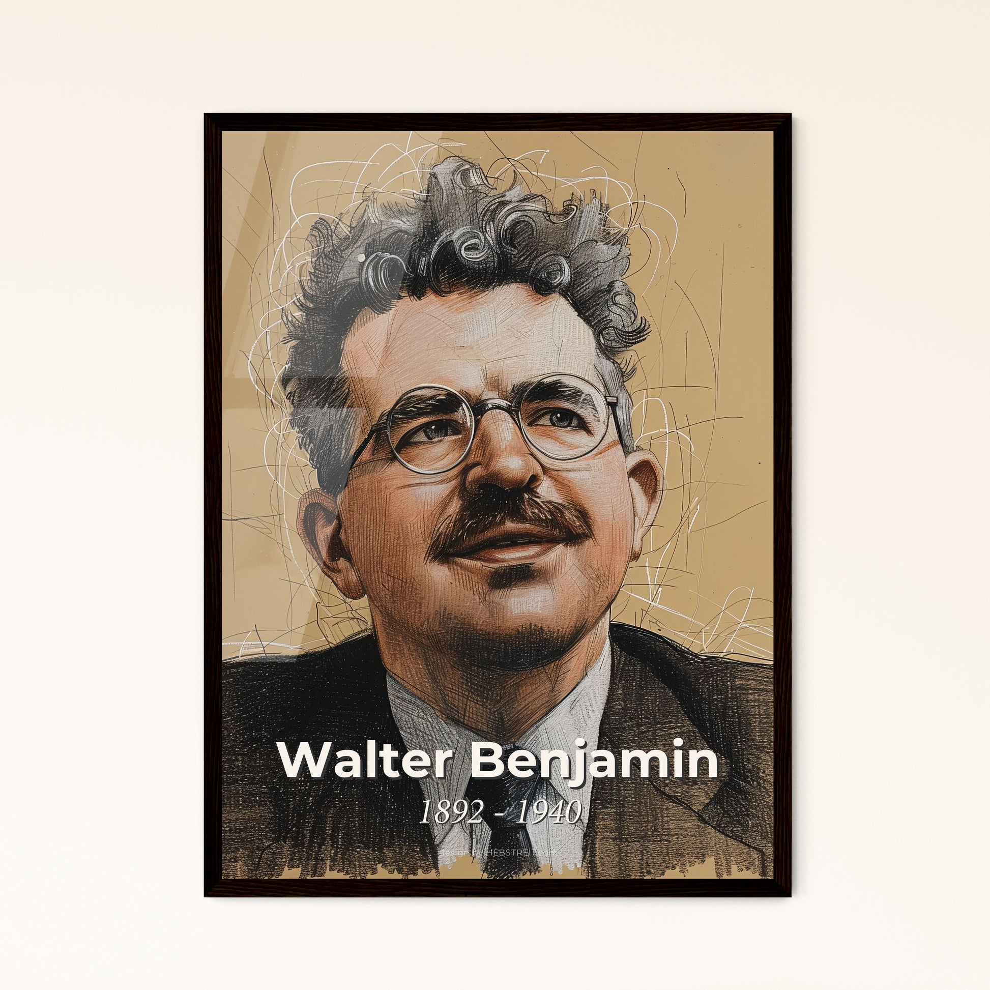 Elegant Portrait of Walter Benjamin Framed Print