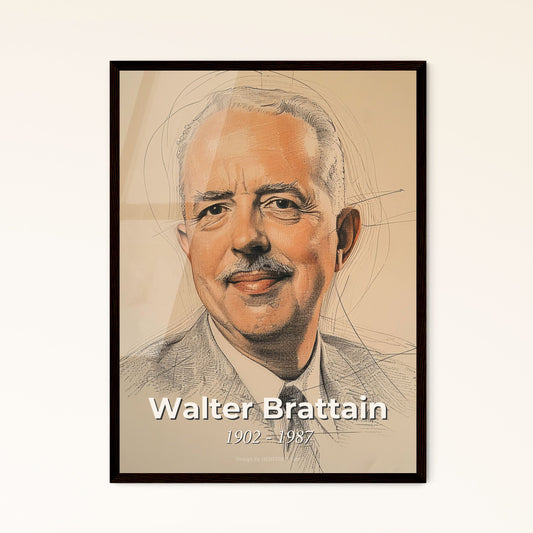 Elegant Portrait of Walter Brattain: Celebrating the Co-inventor of the Transistor - Striking Contemporary Art Print for Home Decor