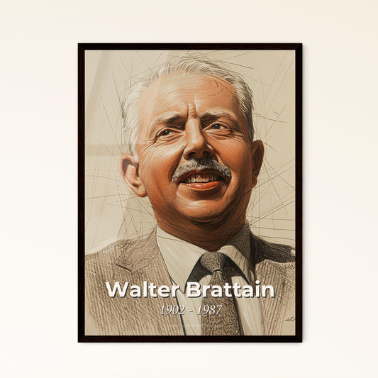 Elegant Portrait of Walter Brattain: Celebrated Physicist & Nobel Laureate - Unique Contemporary Art Print for Distinctive Décor