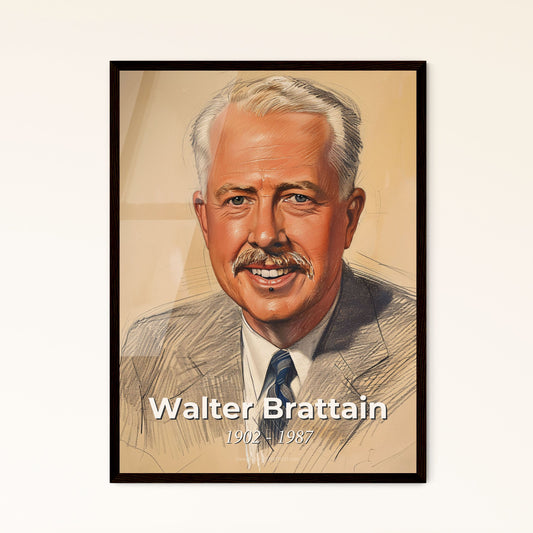 Elegant Portrait of Walter Brattain: Celebrated Physicist & Nobel Laureate - Contemporary Art Print for Chic Home Décor