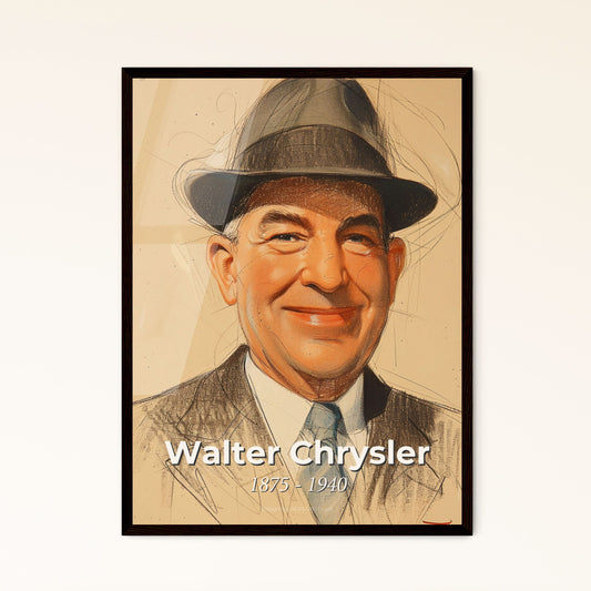 Chrysler's Legacy: Captivating Contemporary Portrait of Automotive Pioneer Walter Chrysler - A Unique Home Decor Treasure