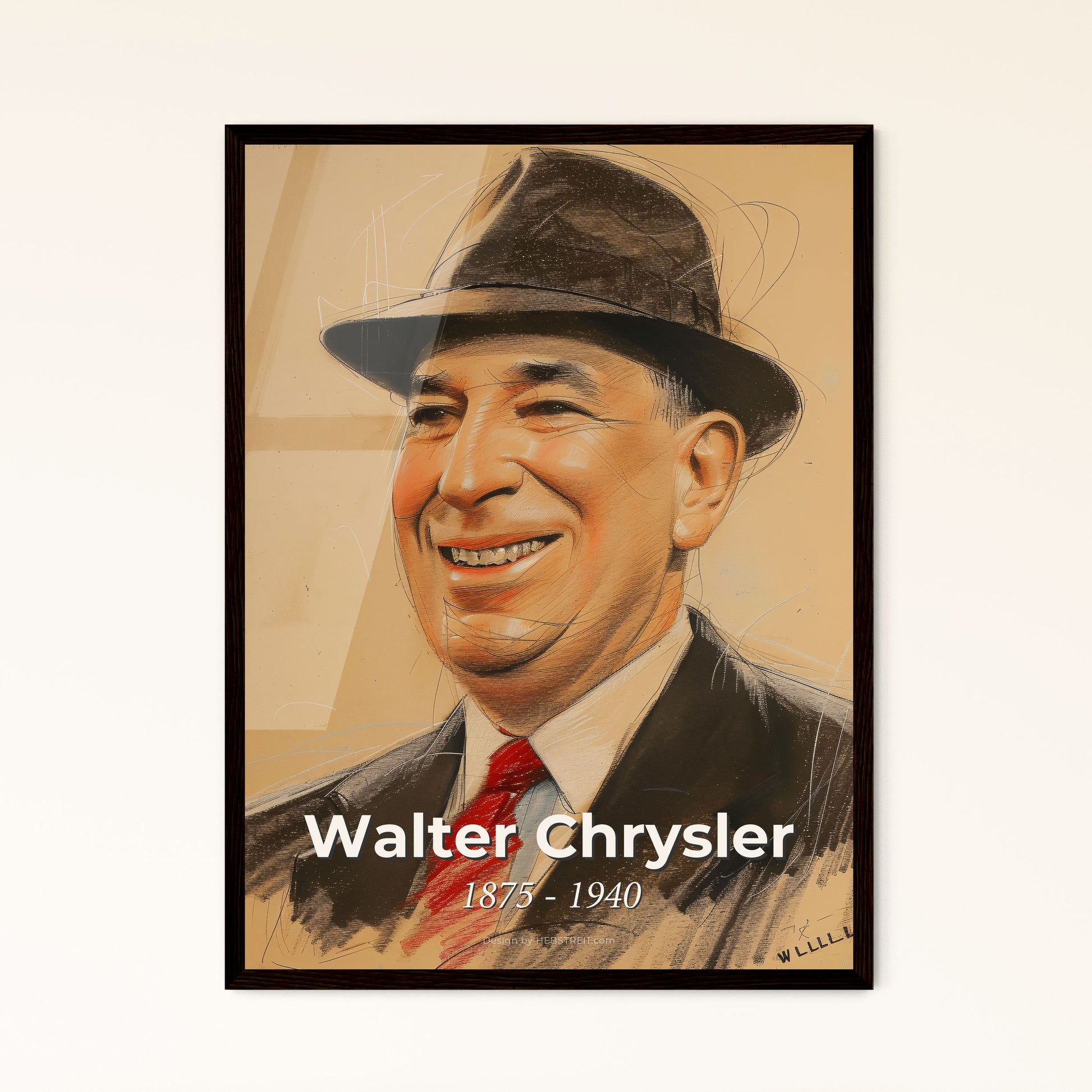 Elegant Contemporary Portrait of Walter Chrysler Framed Print