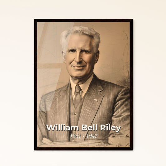 William Bell Riley: Iconic American Preacher - Contemporary Abstract Portrait in Elegant Hues, Perfect for Home Décor Gifts