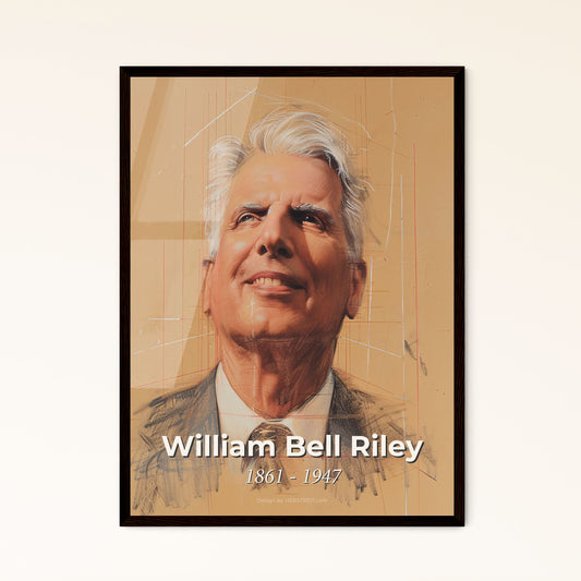 Captivating Portrait of William Bell Riley: Emblem of Faith & Education, Expressive Artwork in Dynamic Hues for Elegant Home Decor