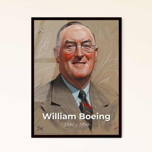 Captivating Portrait of William Boeing: A Contemporary Tribute to the Aviation Pioneer – Ideal for Gifts & Elegant Home Decor