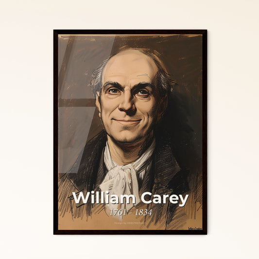 William Carey: The Father of Modern Missions - A Captivating Contemporary Portrait on Beige with Dynamic Lines and Highlights