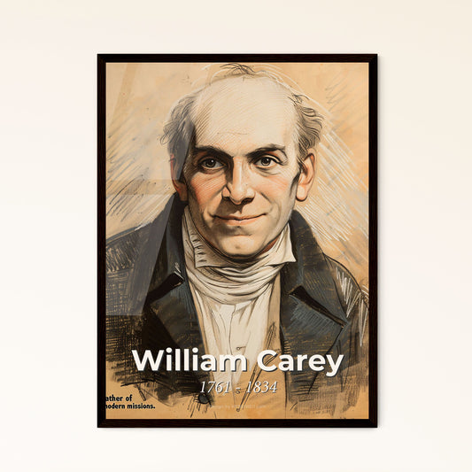 Elegant Portrait of William Carey: Father of Modern Missions - A Contemporary Artistic Tribute in Warm Hues and Striking Lines