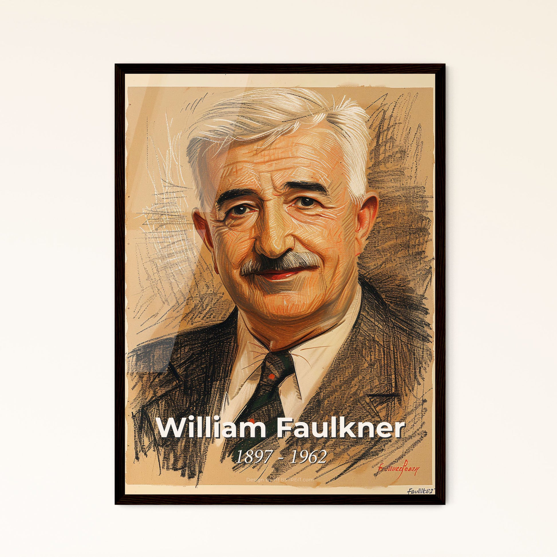 William Faulkner: An Exquisite Contemporary Portrait Celebrating the Depth of Southern Literature - Art Print on Premium Materials