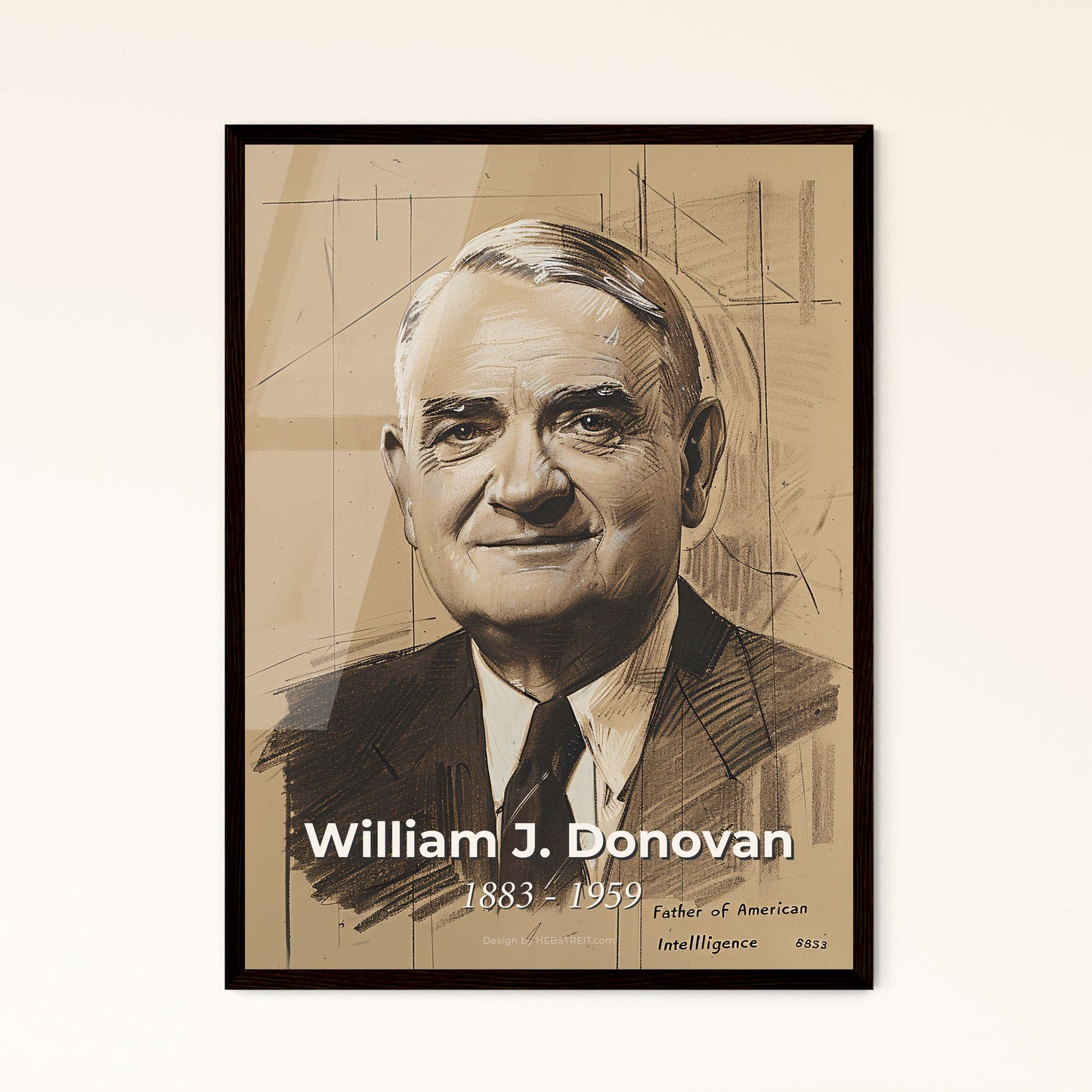 William J. Donovan: The Father of American Intelligence - Stunning Contemporary Portrait in Elegant Hues and Dynamic Design