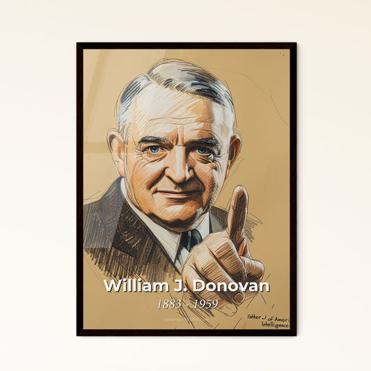 William J. Donovan: The Father of American Intelligence – Stunning Contemporary Portrait in Dynamic Lines, Perfect for Home Decor