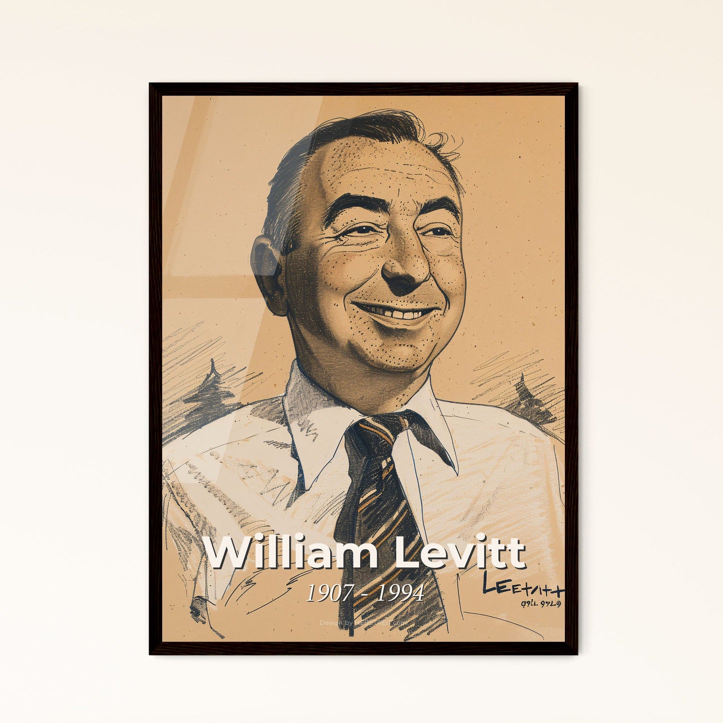 William Levitt: Father of Suburbia - A Dynamic Portrait in Elegant Hatching & Contemporary Art for Sophisticated Home Décor