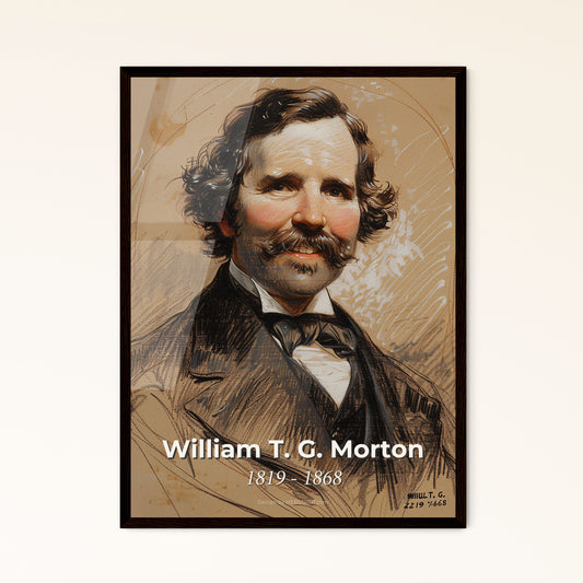 Elegant Portrait of William T. G. Morton: A Stunning Contemporary Anesthetic Tribute in Mixed Media for Modern Home Decor