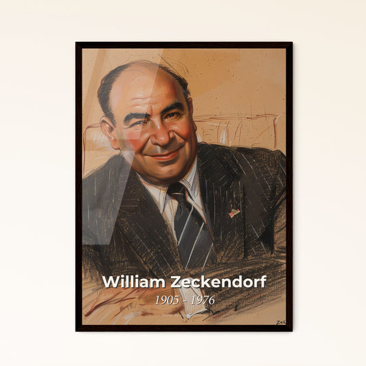 Elegant Tribute to William Zeckendorf: Dynamic Contemporary Portrait in Subtle Hues - Perfect Gift or Home Decor Statement