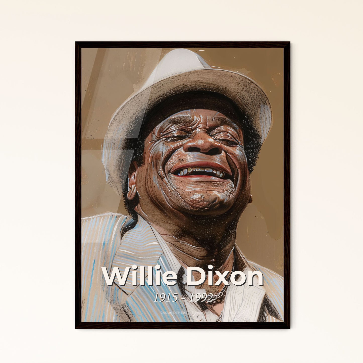 Willie Dixon: The Soul of Blues - A Contemporary Portrait on Beige, Capturing Rhythm & Emotion in Dynamic Hues and Lines