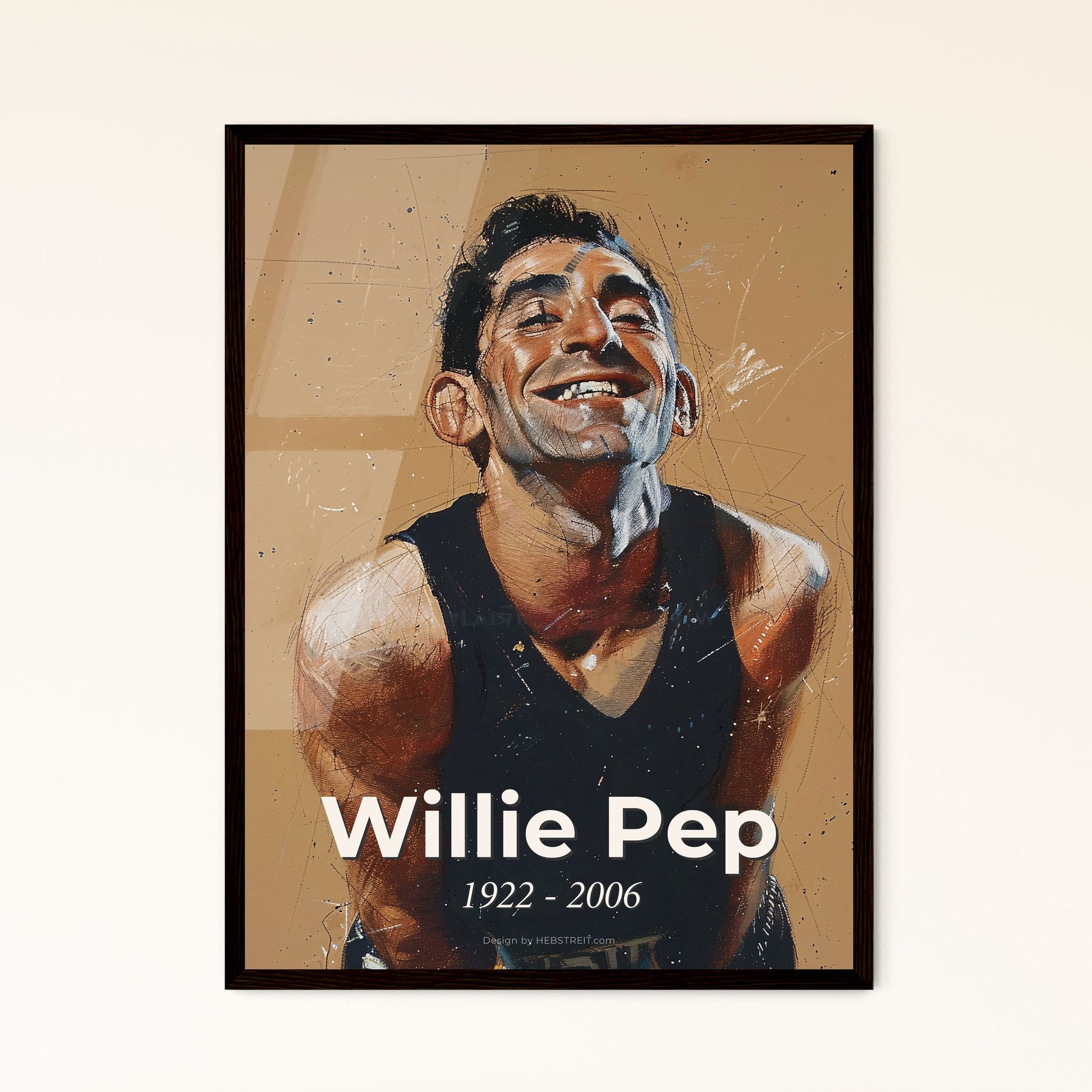 Willie Pep: The Agile Featherweight Icon - A Contemporary Art Tribute to the Legend's Grace, Perfect for Your Home Decor