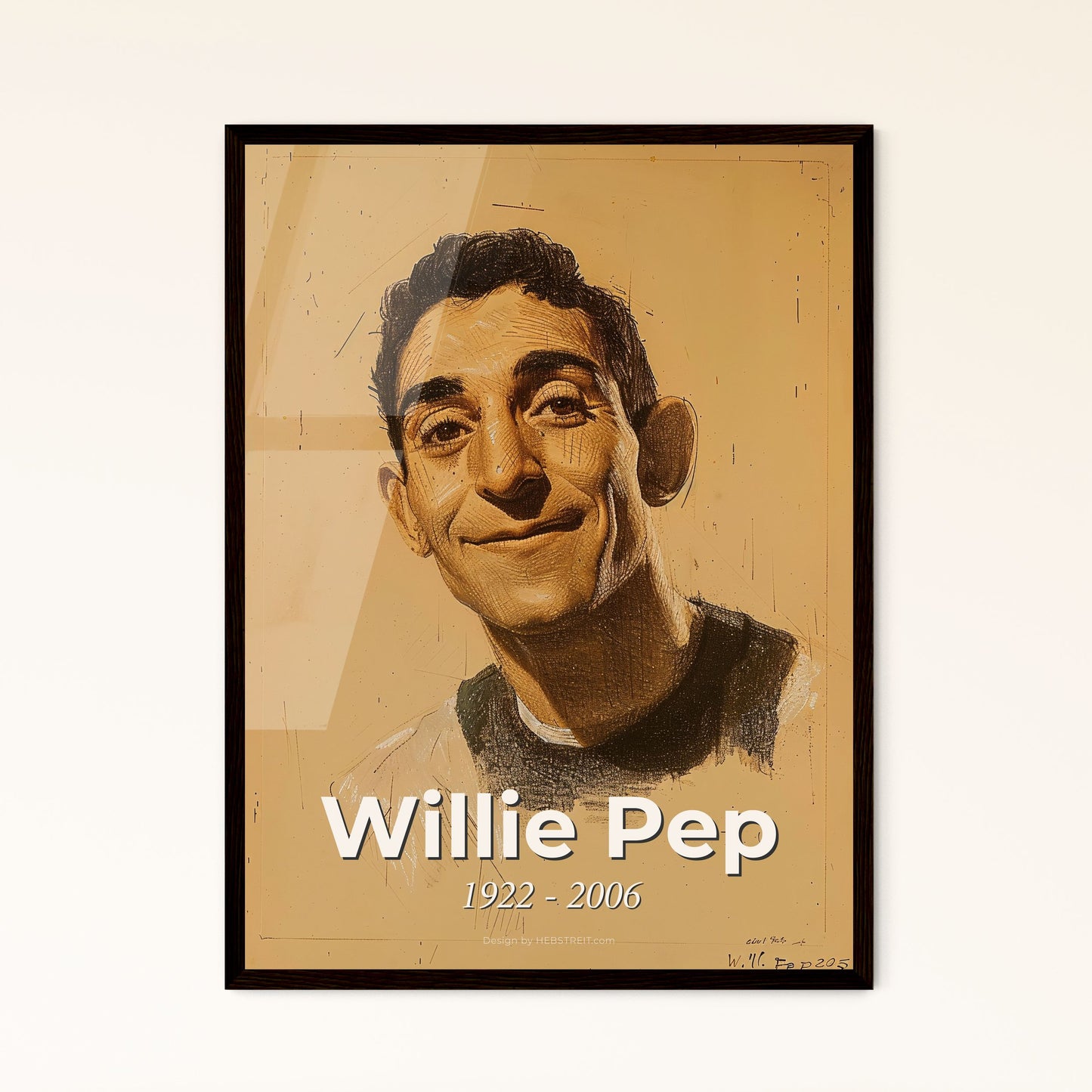 Willie Pep: Timeless Elegance - Masterful Contemporary Portrait of the Boxing Legend in Dynamic Lines and Subtle Hues