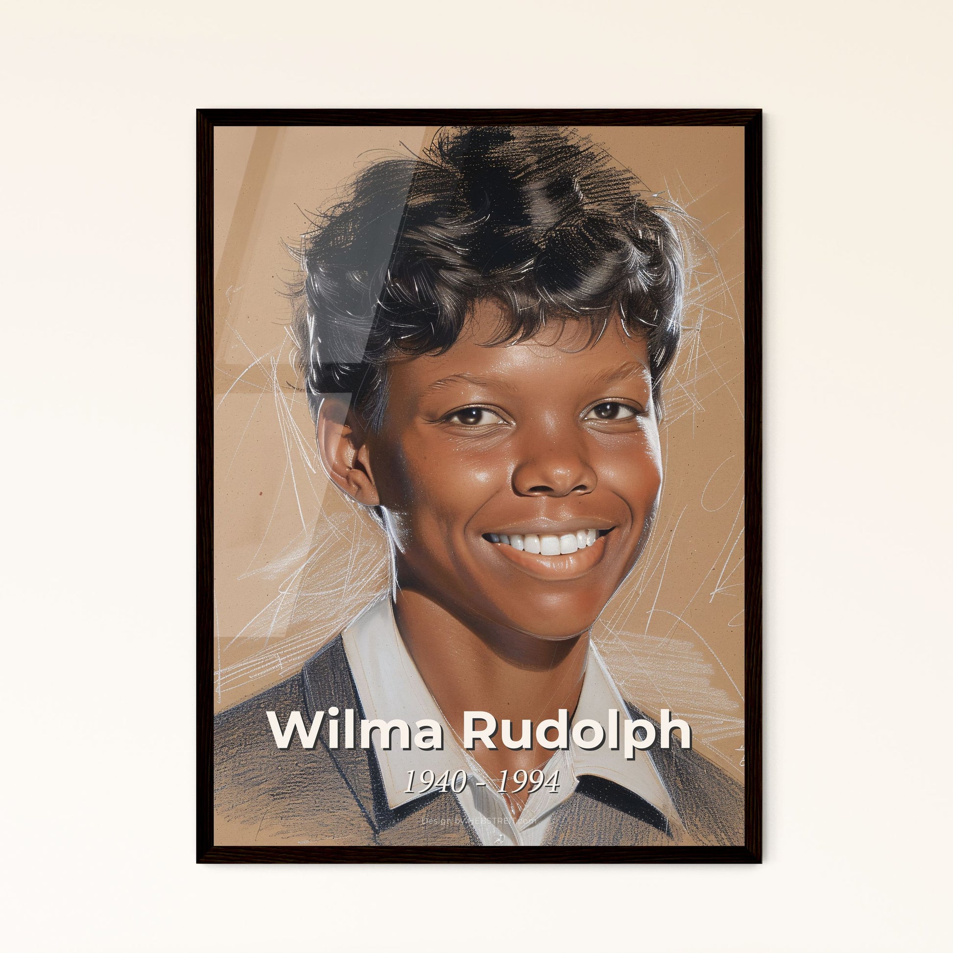 Wilma Rudolph: Celebrating a Legend - Vibrant Contemporary Portrait of the 1960 Olympic Champion in Striking Overdrawn Lines