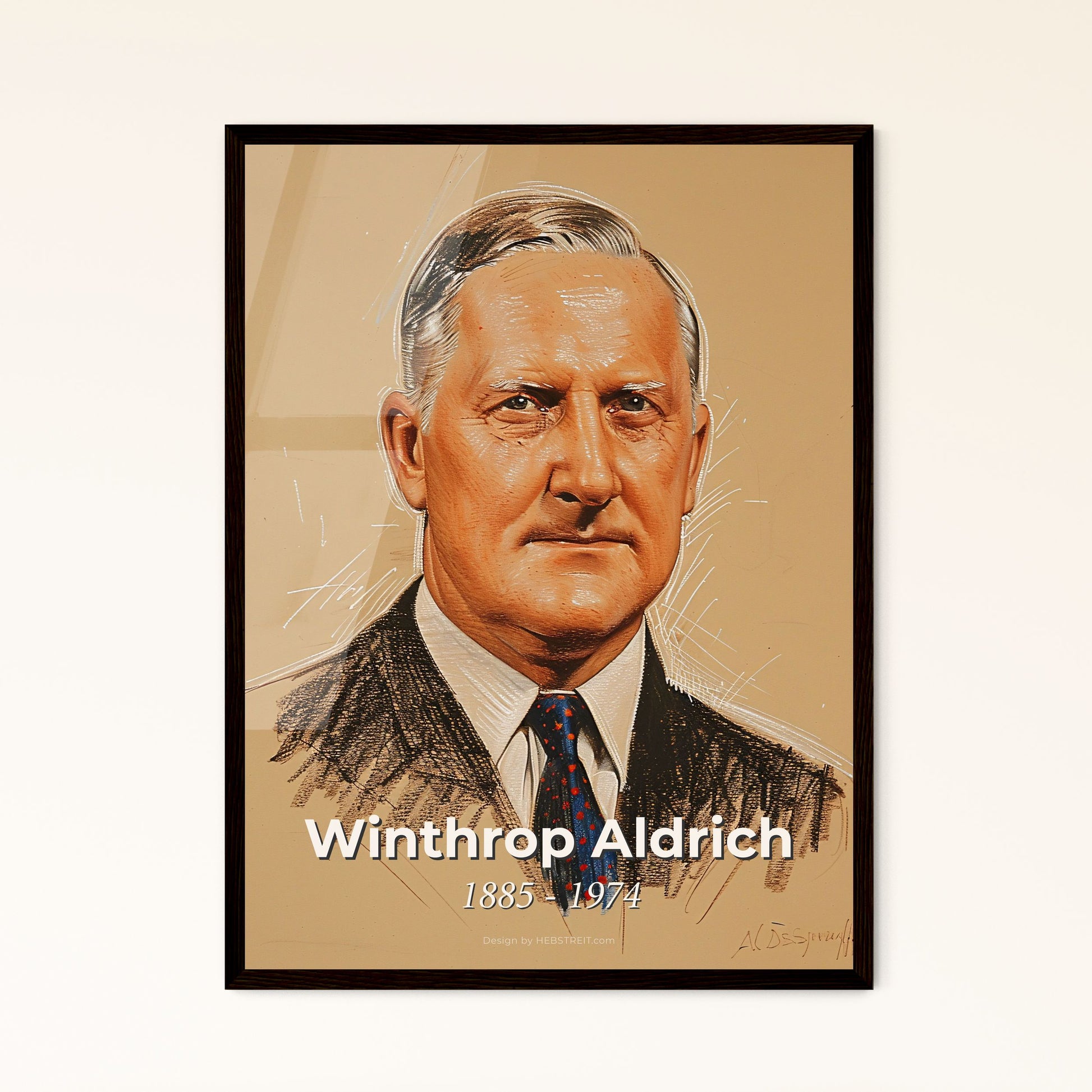 Winthrop Aldrich:Elegant Contemporary Portrait of a Banking Pioneer - Limited Edition Art Print for Luxurious Home Decor