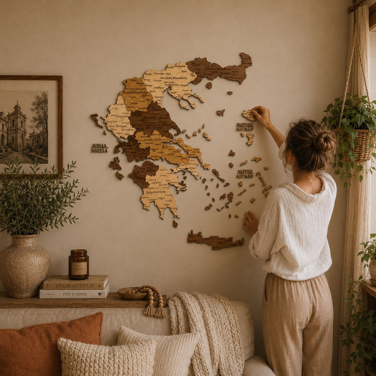 Rustic Wood Map of Greece – Artistic Wall Art for Travelers & Collectors”