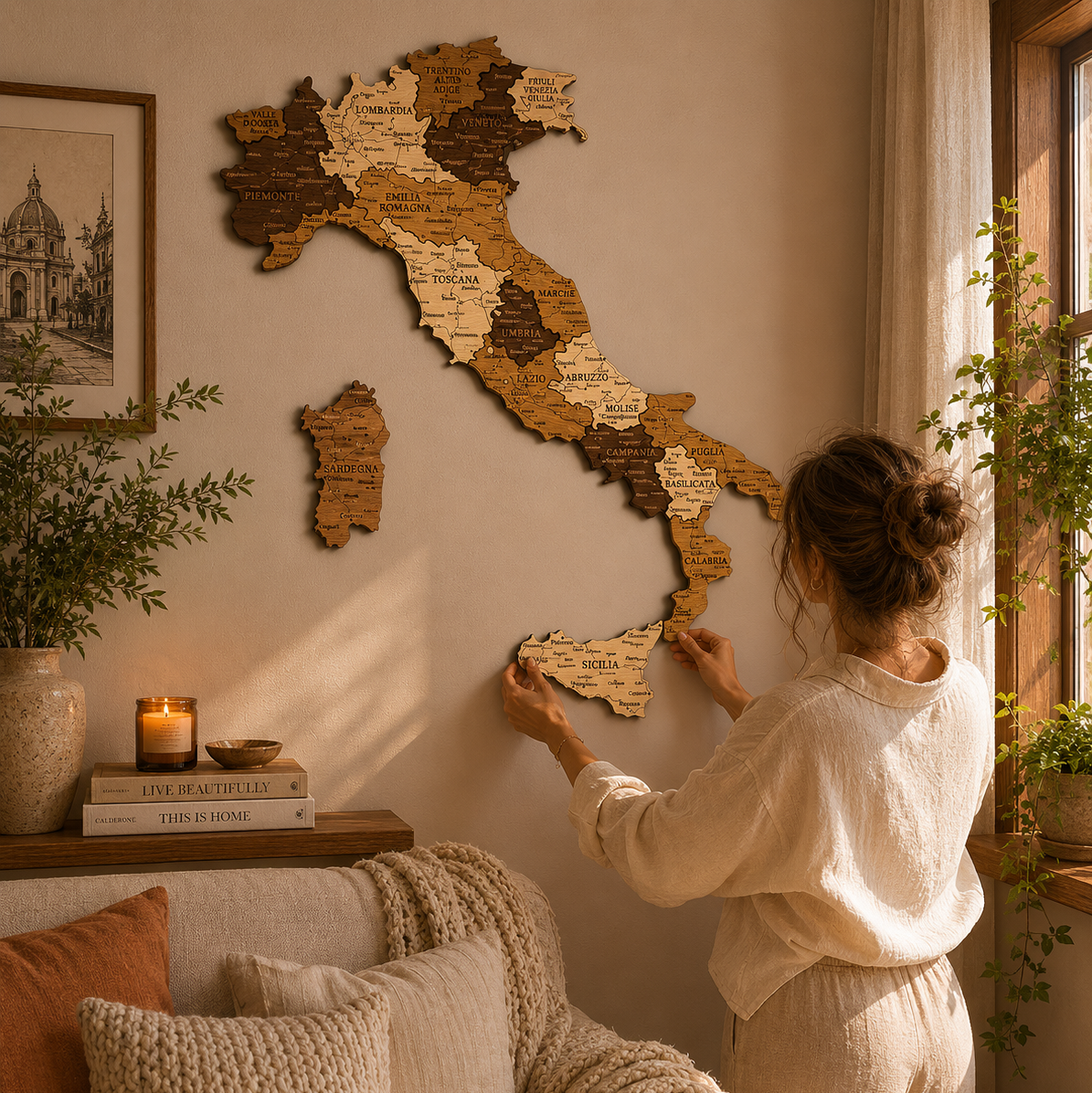 Rustic Wood Map of Italy – Artistic Wall Art for Modern Interiors