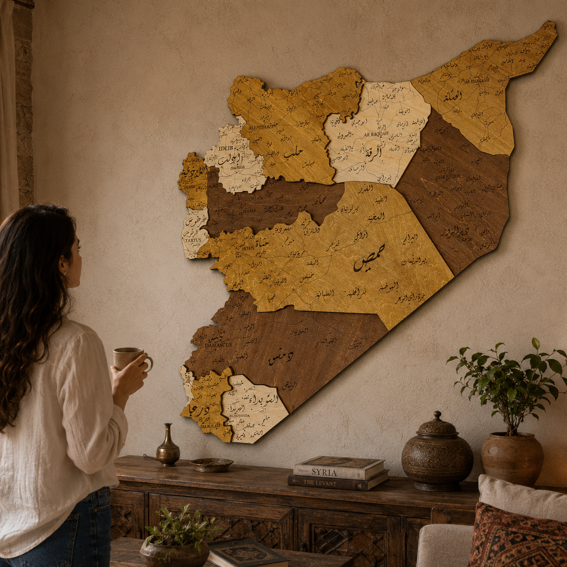 Wooden Map of Syria – Unique Wall Art for Home & Office