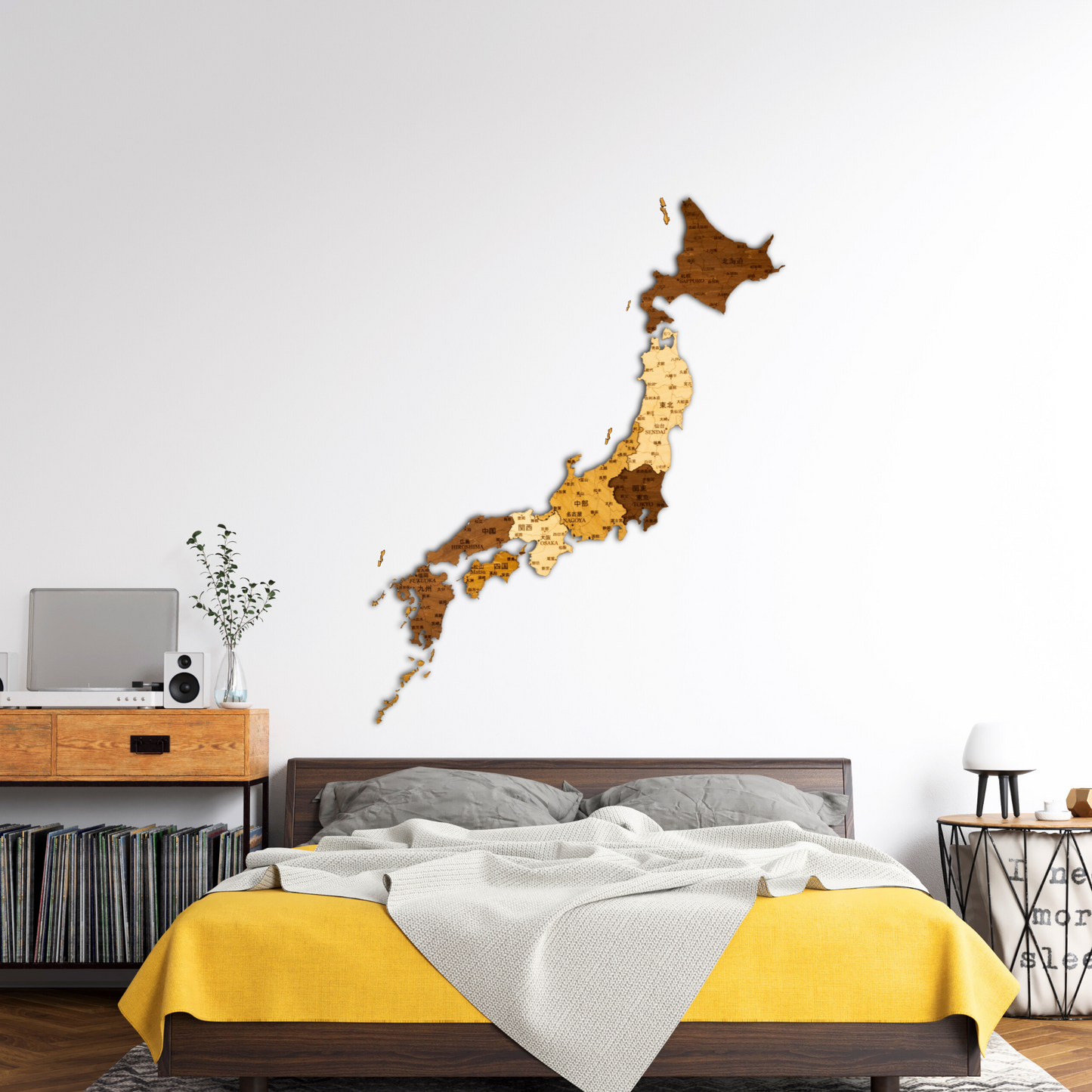 3D Japan Wooden Wall Map – Elegant Wall Art with City Names