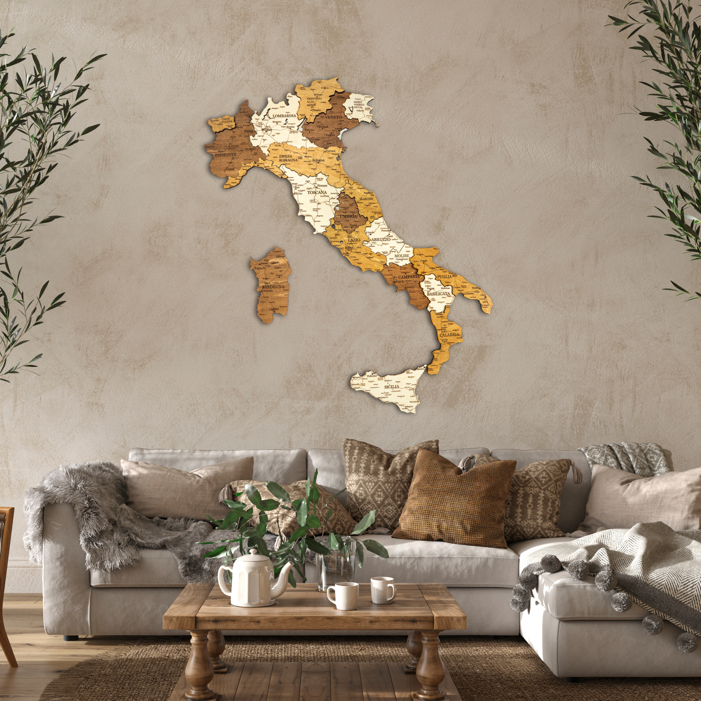 Rustic Wood Map of Italy – Artistic Wall Art for Modern Interiors