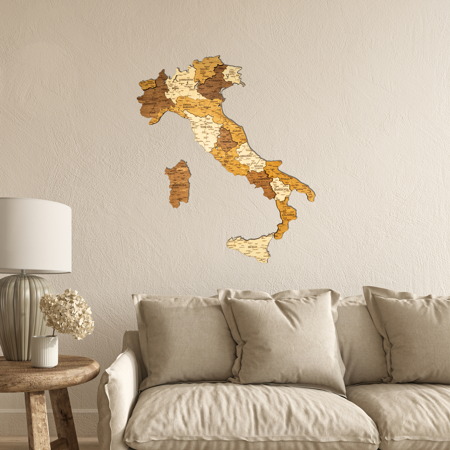 Rustic Wood Map of Italy – Artistic Wall Art for Modern Interiors