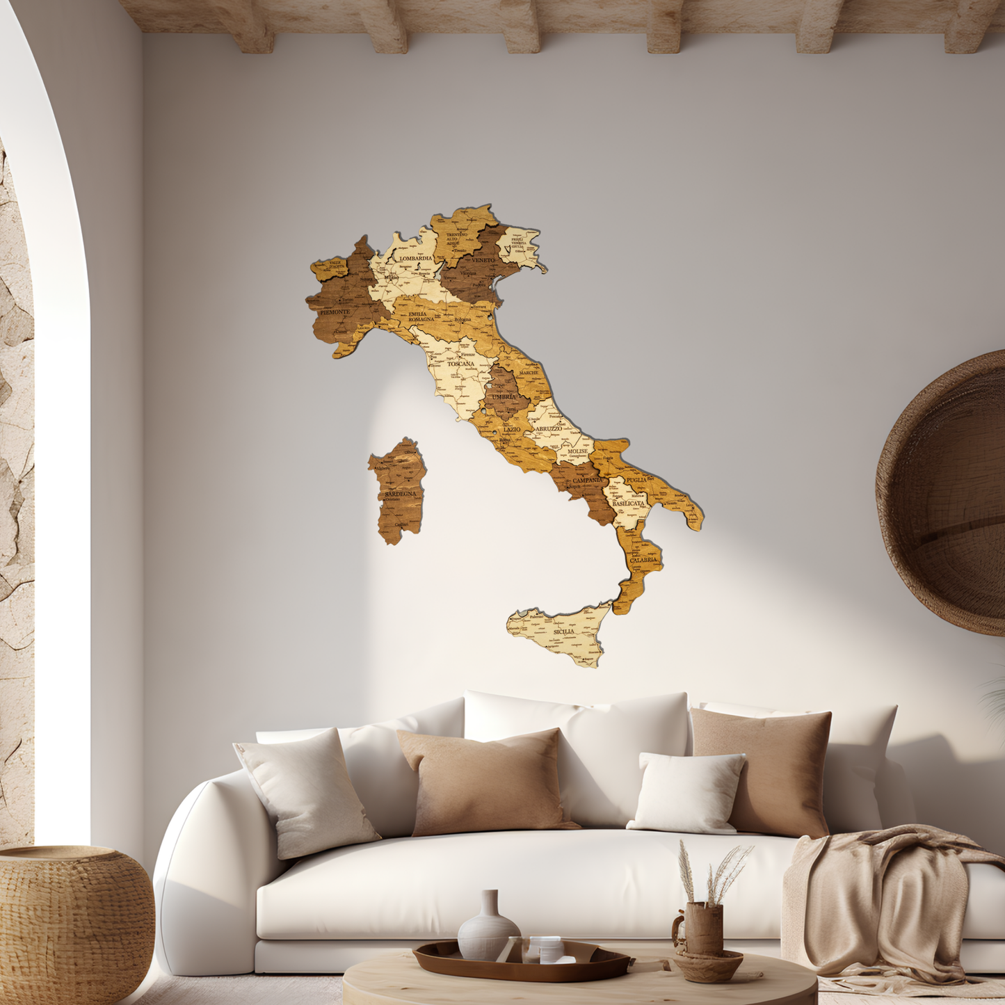 Rustic Wood Map of Italy – Artistic Wall Art for Modern Interiors