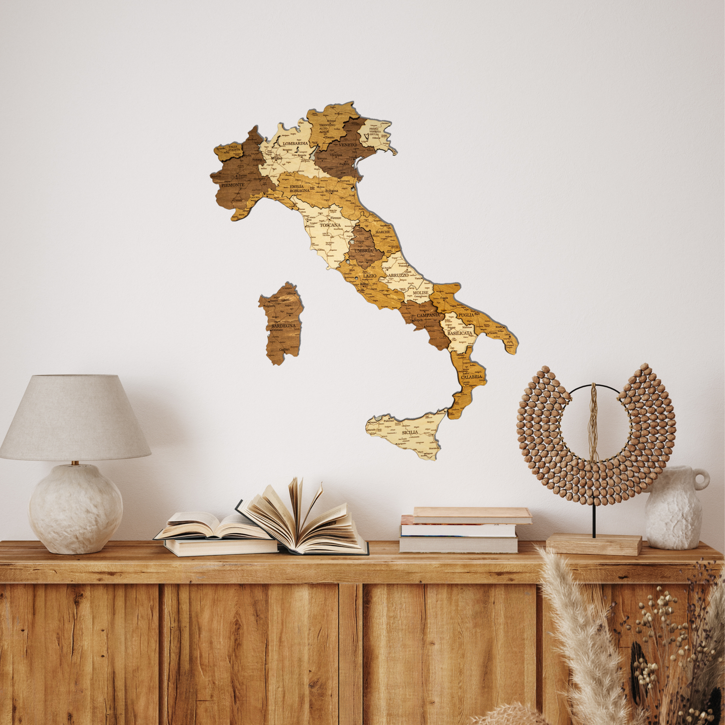 Rustic Wood Map of Italy – Artistic Wall Art for Modern Interiors