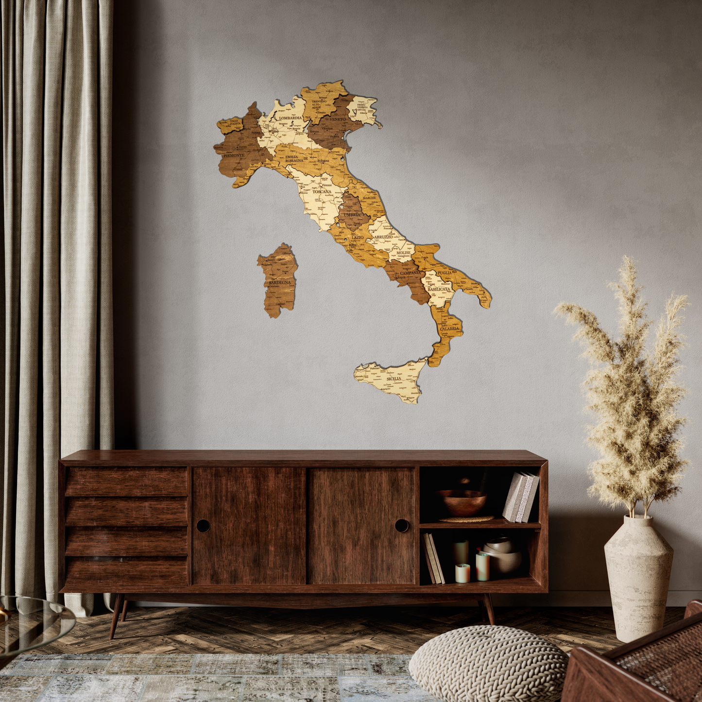 Rustic Wood Map of Italy – Artistic Wall Art for Modern Interiors