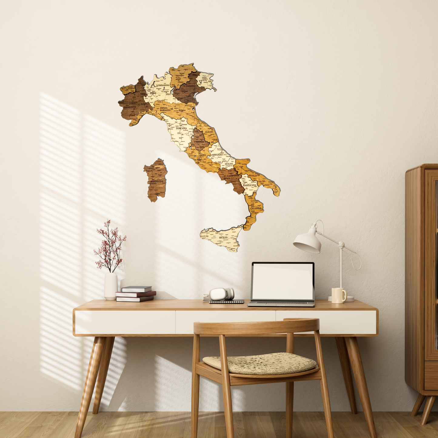 Rustic Wood Map of Italy – Artistic Wall Art for Modern Interiors