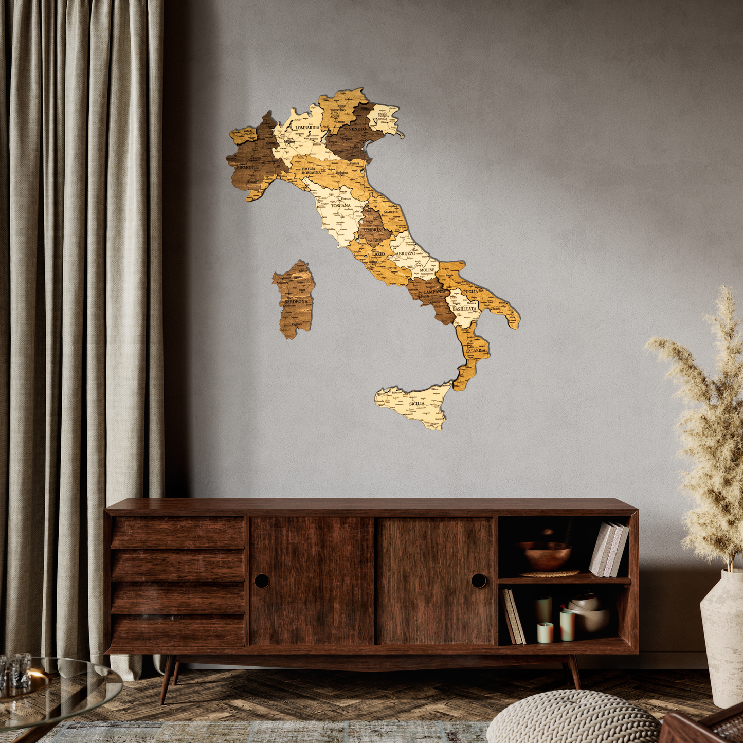 Rustic Wood Map of Italy – Artistic Wall Art for Modern Interiors