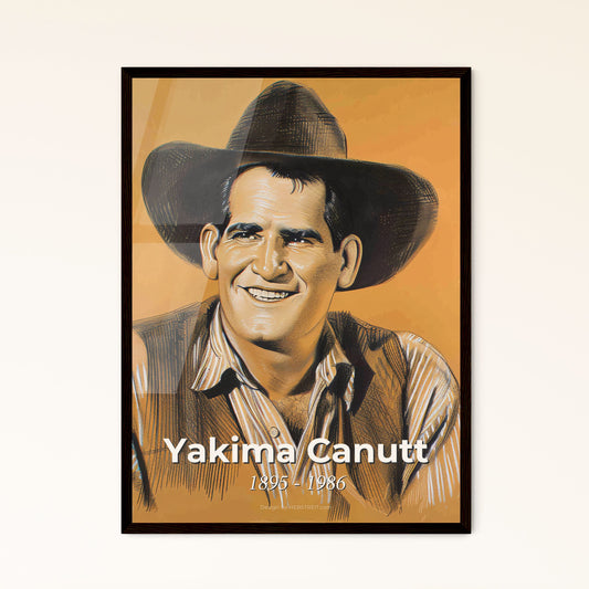 Yakima Canutt: The Legacy of an Iconic Stuntman - Captivating Contemporary Portrait on Beige, Perfect for Home Decor & Gifting