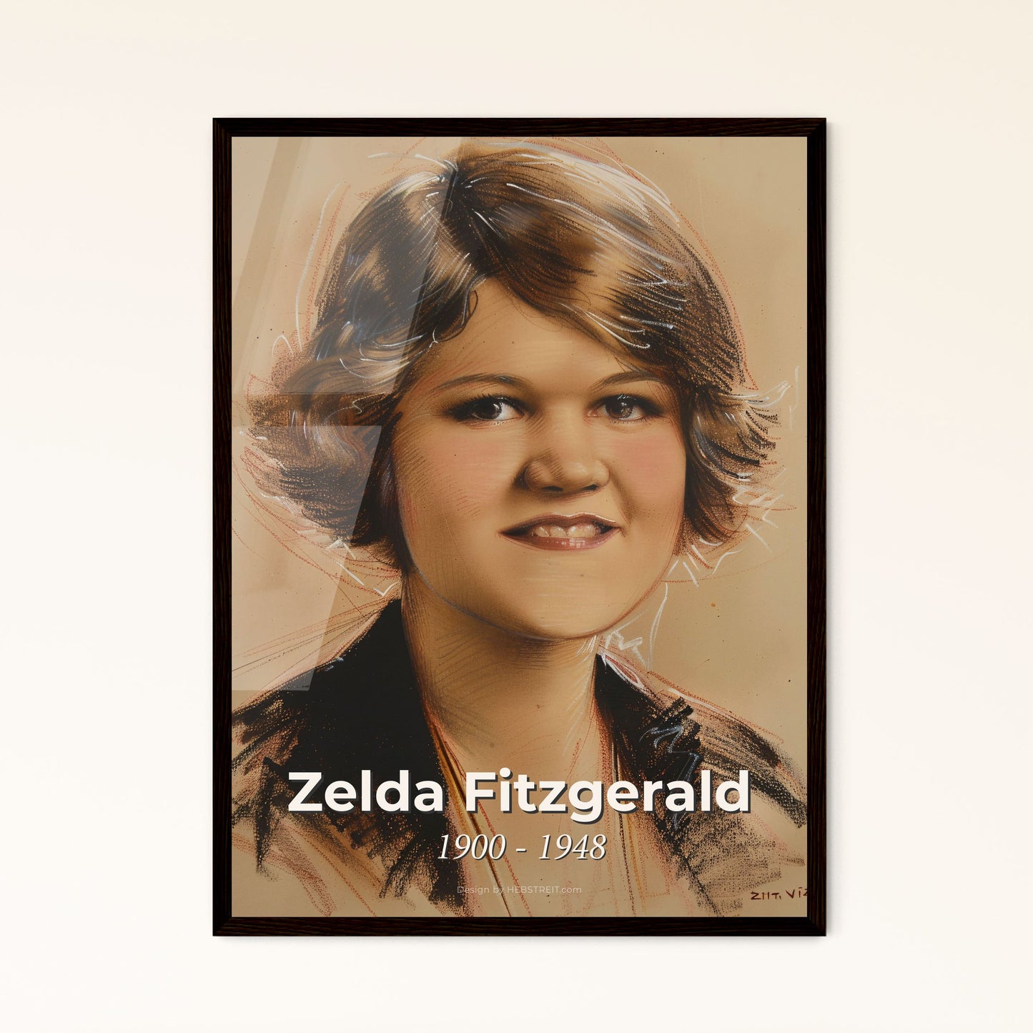 Zelda Fitzgerald: Captivating Portrait of an Iconic Novelty, Infused with Color and Elegance - A Stunning Art Print for Your Space!