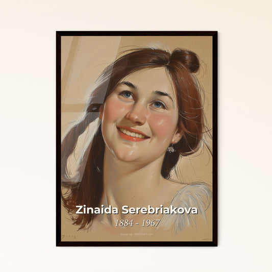 Zinaida Serebriakova: Captivating Portrait in Dynamic Lines - Expressive Art on Beige Paper, Perfect for Home Decor & Gifting!