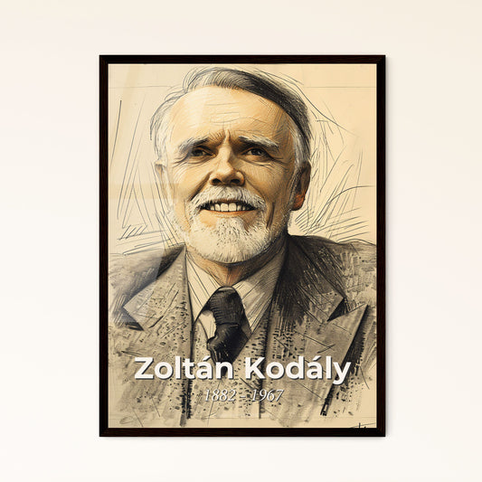 Zoltán Kodály: Celebrated Hungarian Composer - Exquisite Contemporary Art Portrait, Vibrant Lines & Highlights for Unique Decor