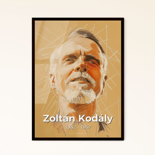 Vibrant Portrait of Zoltán Kodály: Contemporary Art Print Celebrating the Iconic Hungarian Composer's Legacy in Distinctive Style