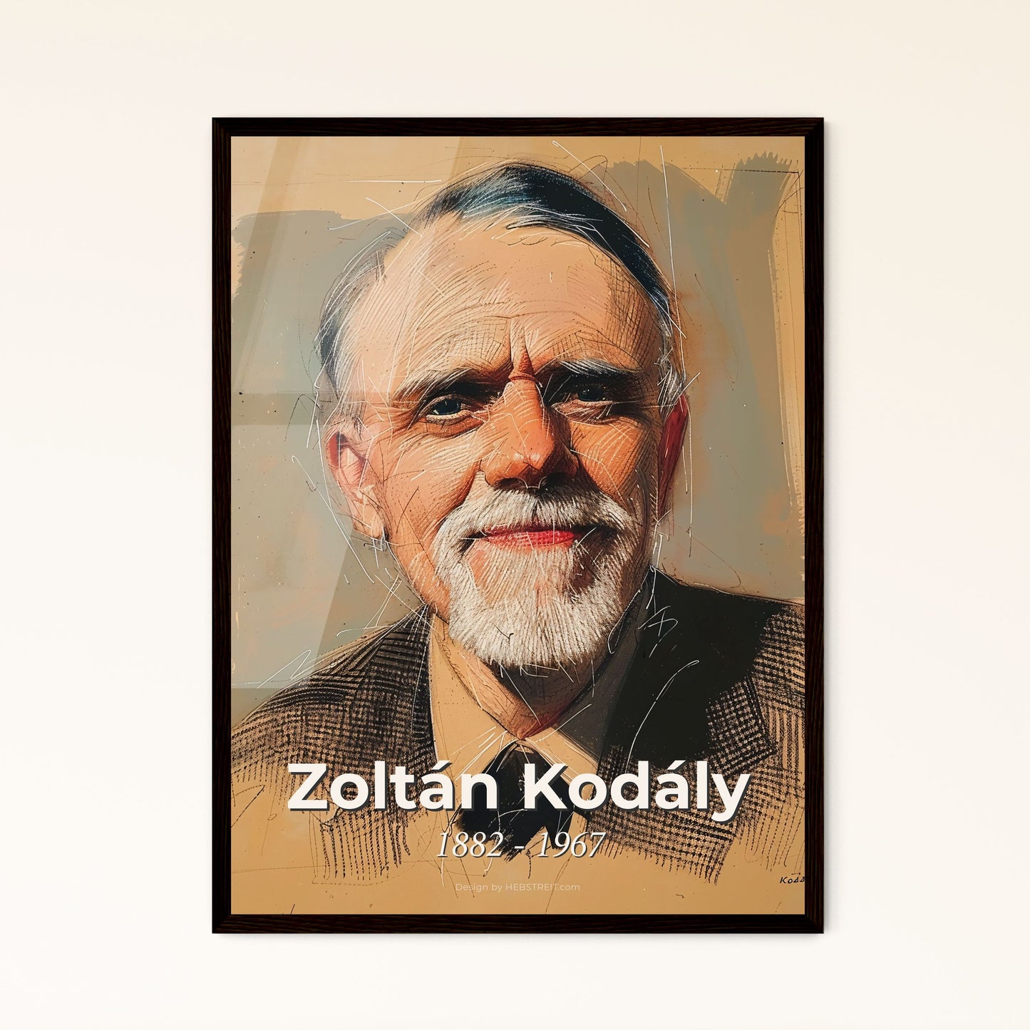 Captivating Portrait of Zoltán Kodály: A Harmony of Folk Music & Pedagogy in a Dynamic Contemporary Art Style