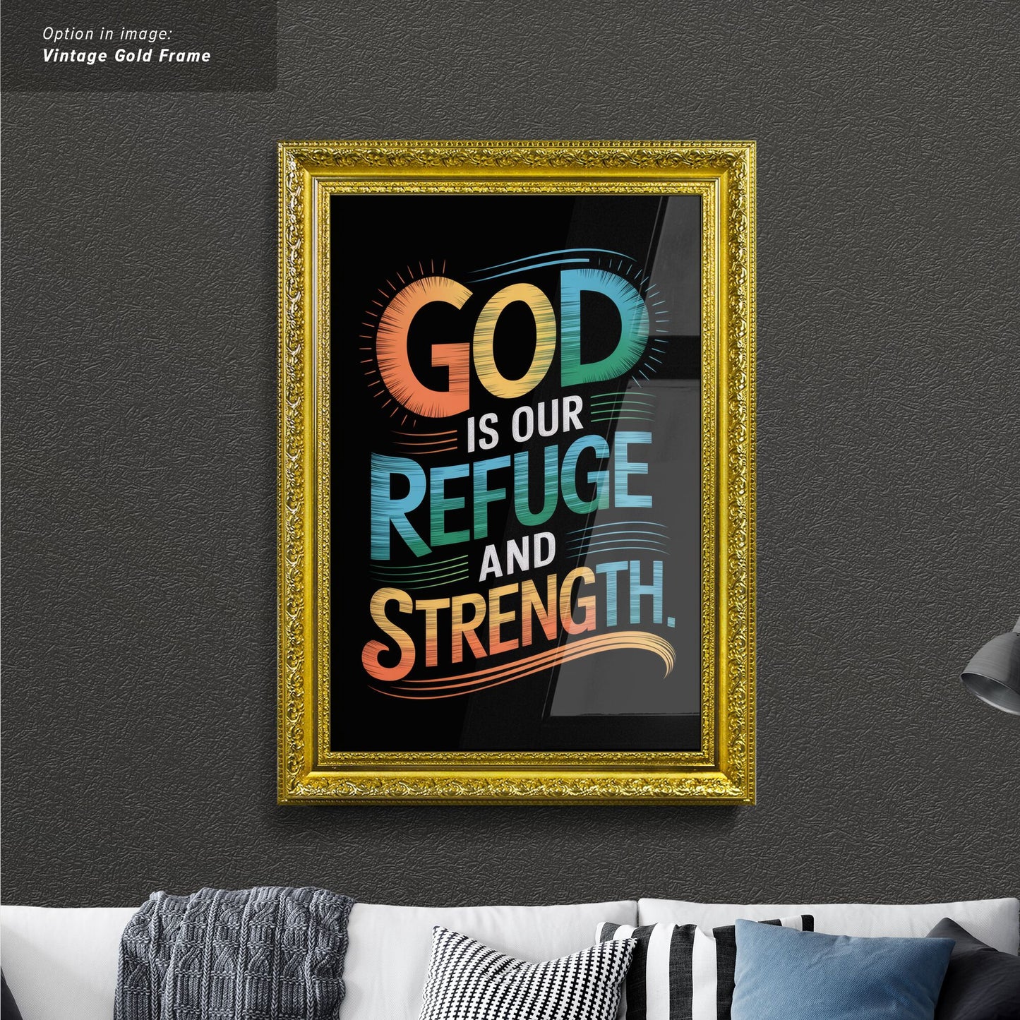 Inspirational quote about strength and refuge.