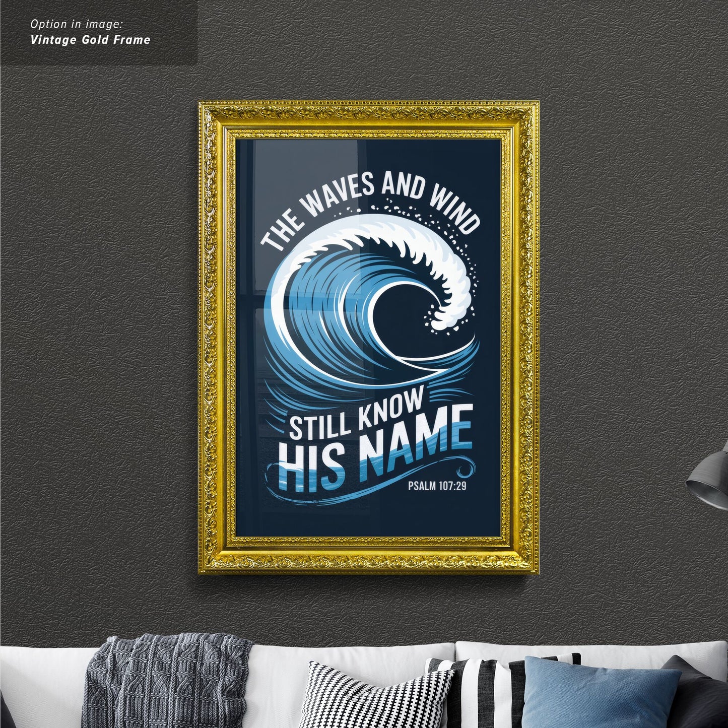 Wave Graphic with Text from Psalm 107:29