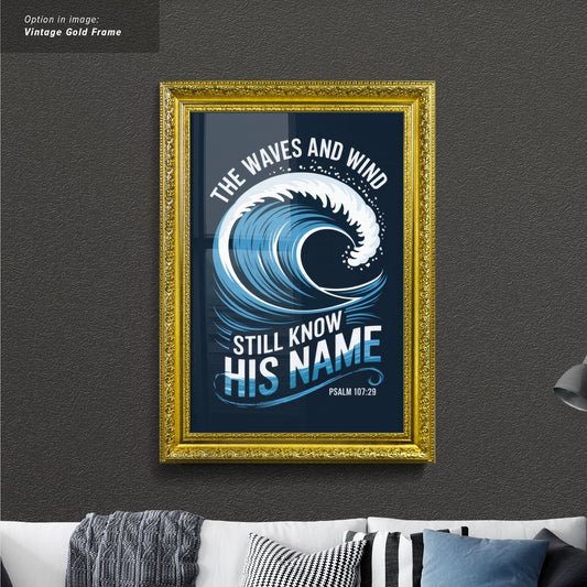 Wave Graphic with Text from Psalm 107:29