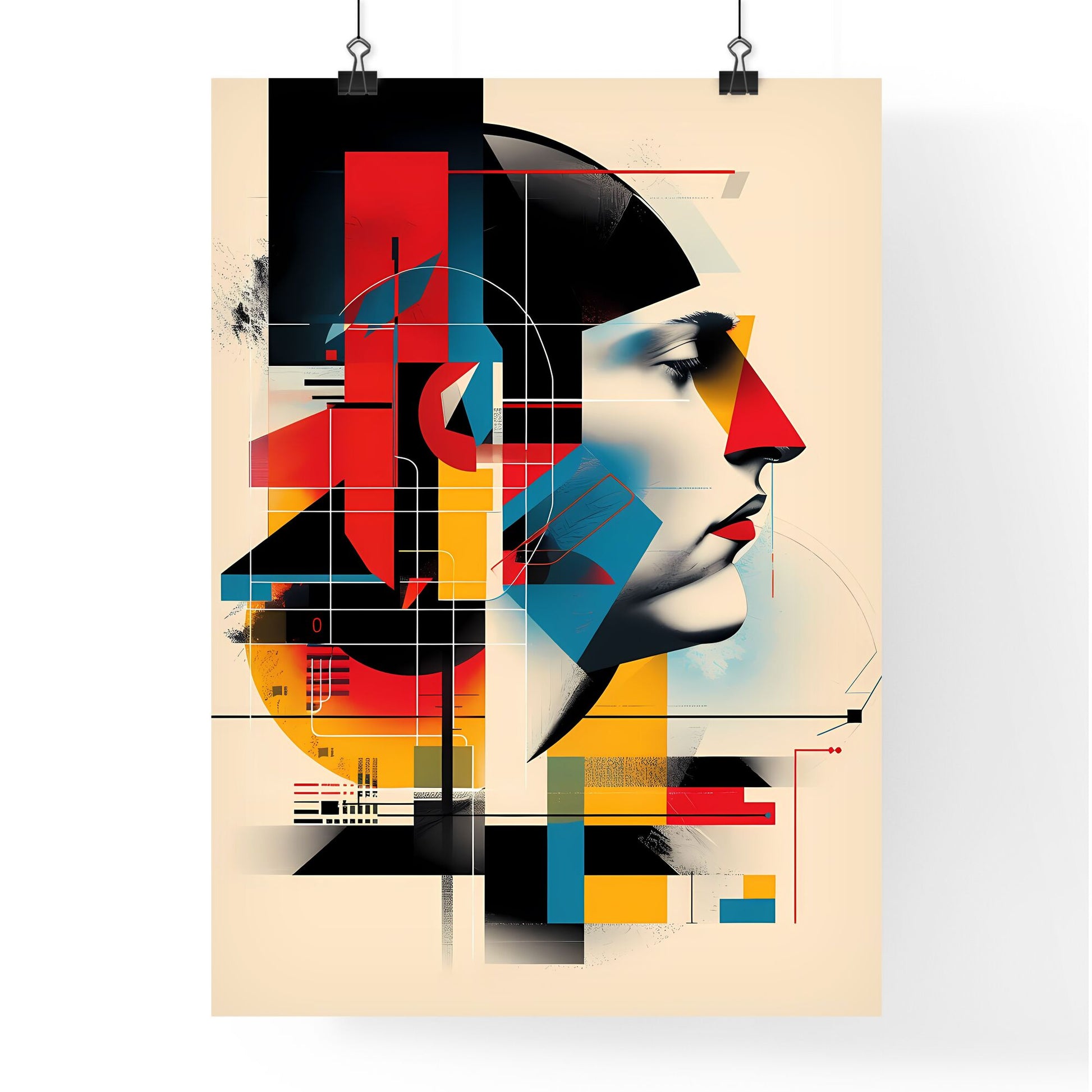 Abstract 2D Graphic: Vibrant Bauhaus Concert Poster with Vintage Paper Texture, Showcasing Artistic Focus & Vibrancy Default Title