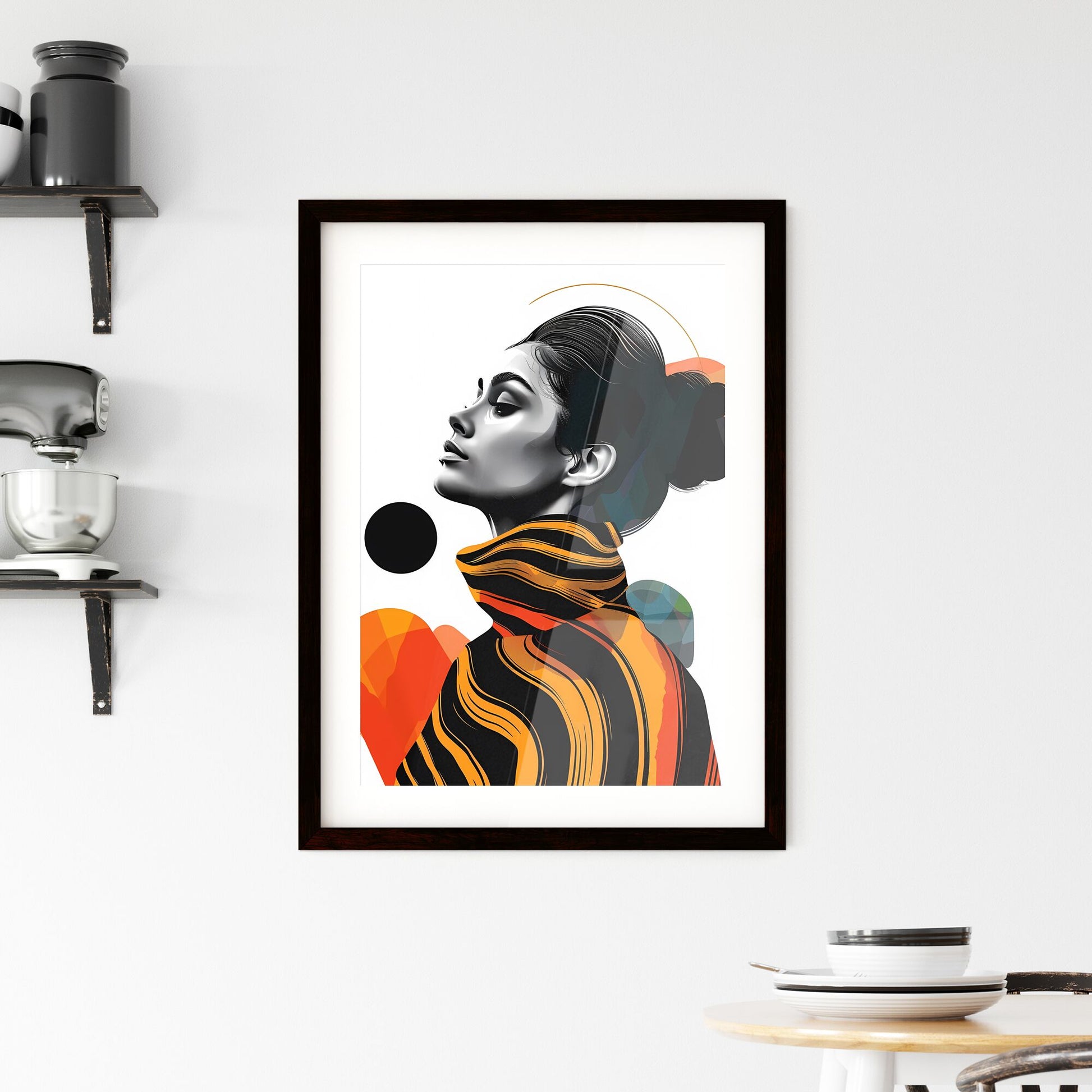 Minimalist Digital Art: Elegant Plus-Size Woman in Zebra Print, Emotive Portrait, Appropriation Art Default Title